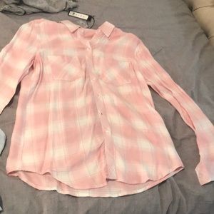 NWT pink and white button up